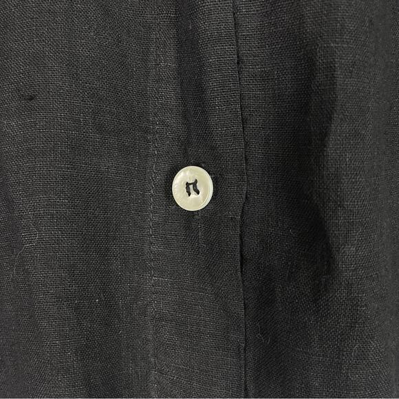 Liz and Jane Black Linen Tunic Womens 0X Lagenlook Relaxed Coastal Button Down - Picture 3 of 10